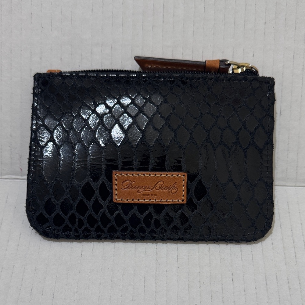 NEW Dooney & Bourke Python Snakeskin Embossed Leather Small Zipper Black Wallet